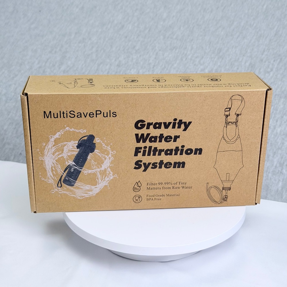 MultiSavePuls Gravity Water Filtration System Portable Camping Hiking Emergency